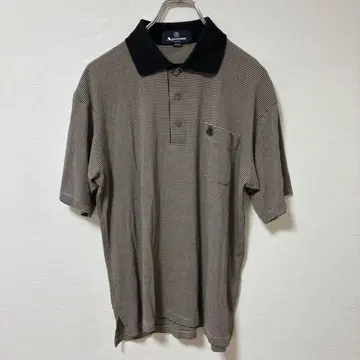 Aquascutum 반팔 피케 셔츠 보더 로고 블랙 medium