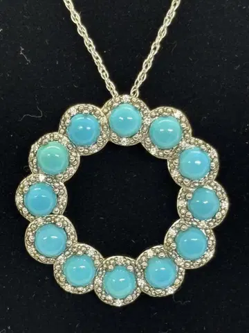 천연 터콰이즈 실버 펜던트 터키석 다이아 파워스톤 세련된 고급