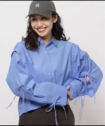 니코앤드 마르세 리본 슬리브 셔츠 블루