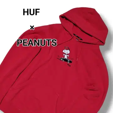 HUF 하프 PEANUTS 콜라보 후드티 스누피 자수 레드