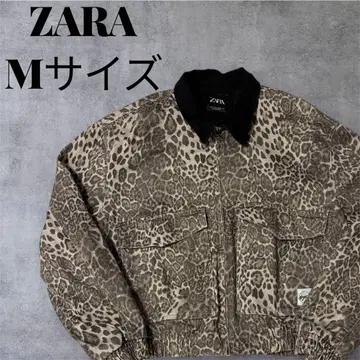 [ 컨디션 최상 ] ZARA 레오파드 애니멀 자켓 블루종 짧은 기장 M