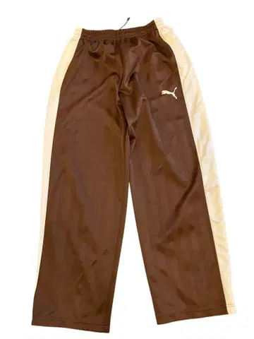 희귀 90s PUMA 일본제 트랙 팬츠 인기 브라운 x 크림 밑단 지퍼