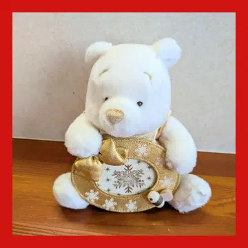 [ 새상품급 ] 곰돌이 푸 봉제 인형 사진 프레임 흰금 화이트 골드