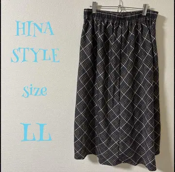 HINA STYLE 체크 무늬 플레어 스커트 LL 빅 사이즈
