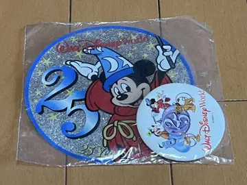 WDW 25주년 기념 미키 캔뱃지 와펜 2개 세트