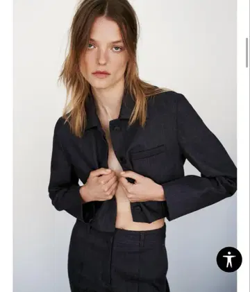 ZARA 다크 블루 크롭 자켓