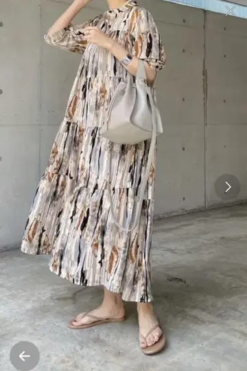DouDou 티어드 원피스 페인트 패턴 빅 실루엣 올 패턴