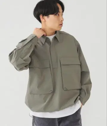 완판템 새상품급 BEAMS 24SS 액션 오버 셔츠 카키