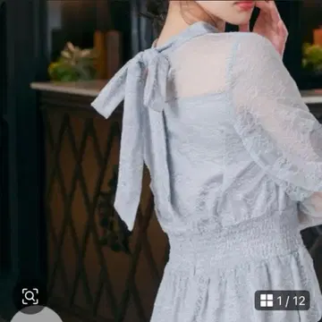 새상품급  niana 벌룬 롱 슬리브 전체 레이스 파티 드레스 결혼식