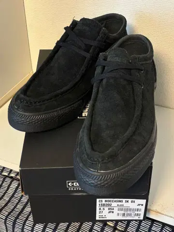 컨버스/CS/모카신/스웨이드/27cm/블랙/US8.5/박스 포함/새상품급