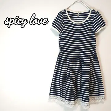 spicy love 반팔 원피스 플리츠 레이스 보더 무늬 패턴 제품