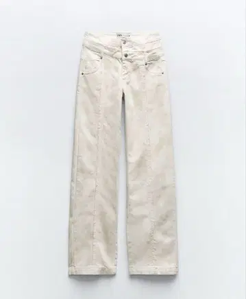 ZARA 하이라이즈 더블 웨이스트밴드 데님 팬츠 골든 브라운 38