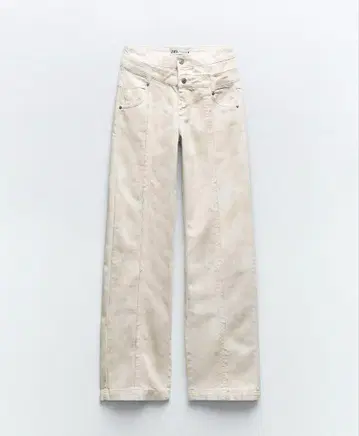 ZARA 하이라이즈 더블 웨이스트밴드 데님 팬츠 골든 브라운 38