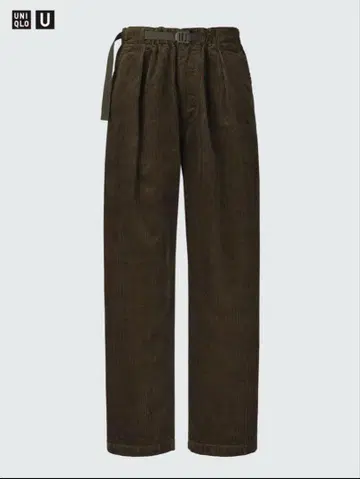 UNIQLO U 코듀로이 턱 와이드 팬츠 다크 브라운