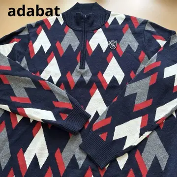 adebat 아가일 패턴 하이넥 스웨터