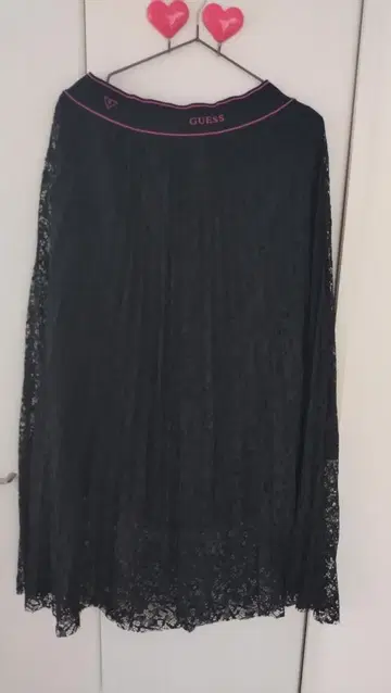 GUESS 블랙 레이스 플리츠 스커트 L 사이즈