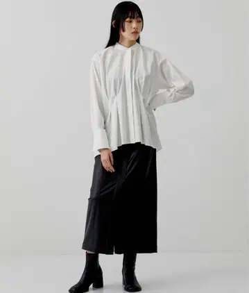 허리 턱 오버 셔츠 화이트 아이보리