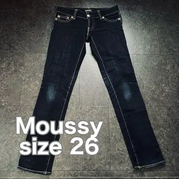 [ 헤이세이 갸루 ] Moussy 로우라이즈 스키니 데님 진한 데님 컬러