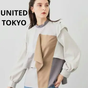 UNITED TOKYO 플래그 바이컬러 블라우스