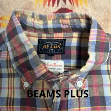 BEAMSPLUS 멀티 컬러 체크 버튼 다운 셔츠 인디언 마드라스