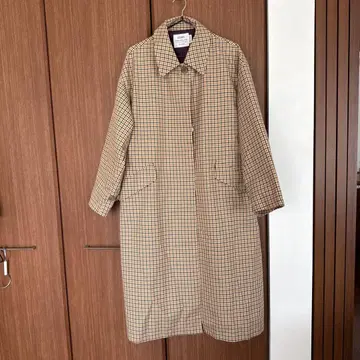 coen 체크 무늬 롱 코트 M 사이즈