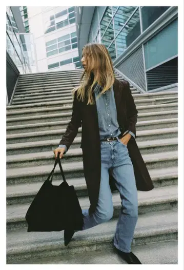 [새상품급] ZARA 페이크 스웨이드 코트 여성용 L 사이즈 블랙