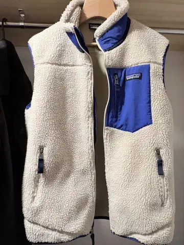 patagonia 플리스 베스트 S 사이즈 크림/블루