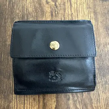 IL BISONTE 블랙 가죽 접이식 지갑