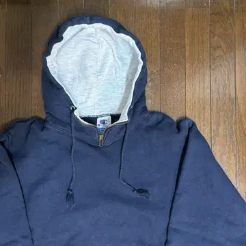 90s 챔피온 하프 지퍼 후드티 빈티지 구제 의류 USA제 눈 없음