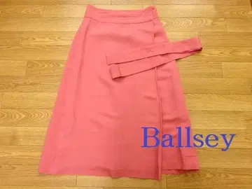 Ballsey 레이온 린넨 벨티드 미디 스커트 36 핑크