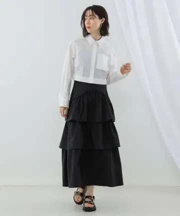 2024SS Ray BEAMS 타프타 개더 티어드 스커트