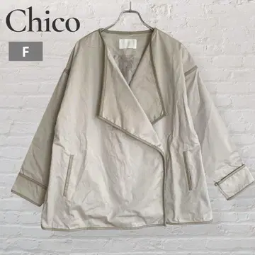 Chico 치코 파이핑 노카라 트렌치코트 베이지 [ F ]