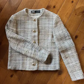ZARA 노카라 트위드 자켓 XS