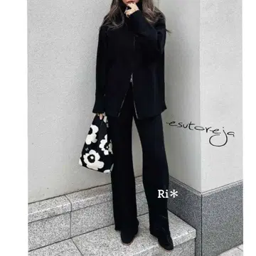 esutoreja 니트 가디건 집업 블랙 맨투맨