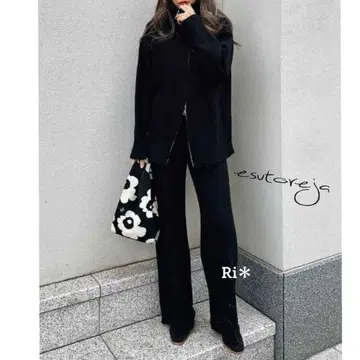 esutoreja*니트 가디건 집업 셋업 블랙