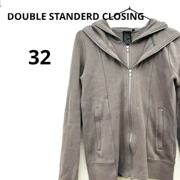 더블 스탠다드 클로징 후드 부착 후드티 더블 집업 그레이