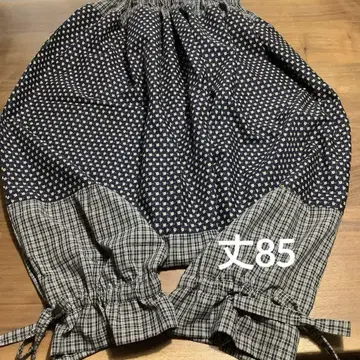사루엘 팬츠 네이비 미니 꽃무늬 체크 벨트 고리 포함
