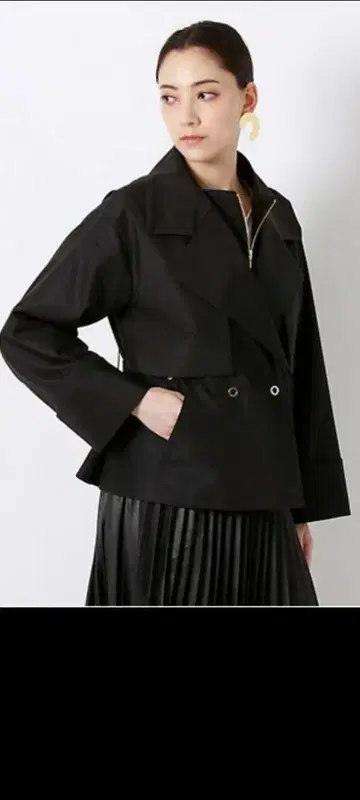 에포카 하프 기장 트렌치 블루종 블랙 새상품