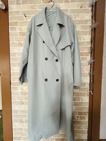 더블 브레스트 트렌치코트 사이즈 XL 민트 그린