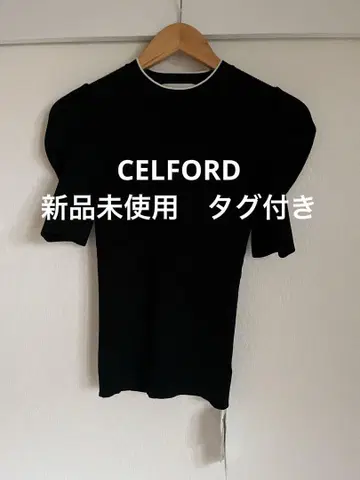 [ 새상품급 ] CELFORD 셀포드 반팔 니트 개더 슬리브 S