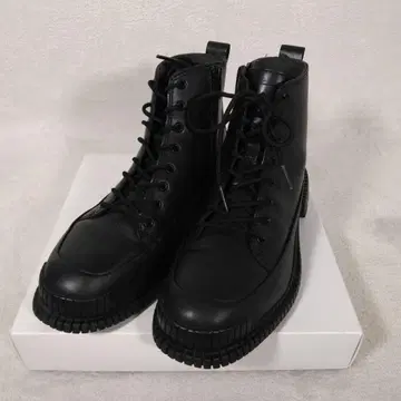 camper pix 37 레이스업 블랙 가죽 워크 부츠 하이컷