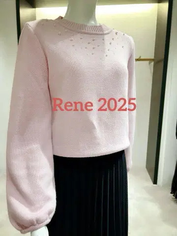 Rene 2025년제 반짝반짝 펄 비쥬 니트 핑크 34 긴팔