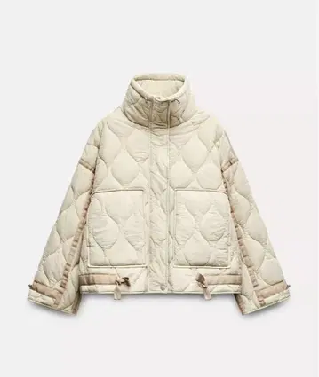 [ 새상품 ] zara 크림색 퀼팅 자켓 S
