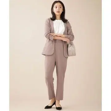 새상품급 나노 유니버스 컷 조젯 자켓+팬츠 셋업 모카