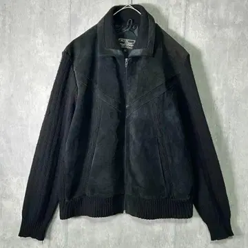 가죽 니트 절개 자켓 블랙 스웨이드 천연 가죽 빈티지 지퍼