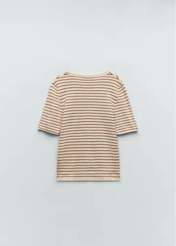[새상품급] 스트라이프 반팔 상의 베이지 ZARA M