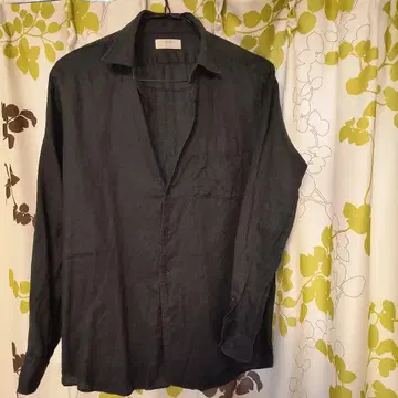 블랙 린넨 긴팔 셔츠