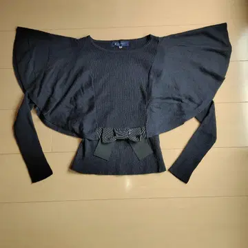 MS GRACY 다크 네이비 케이프 리본 니트 38