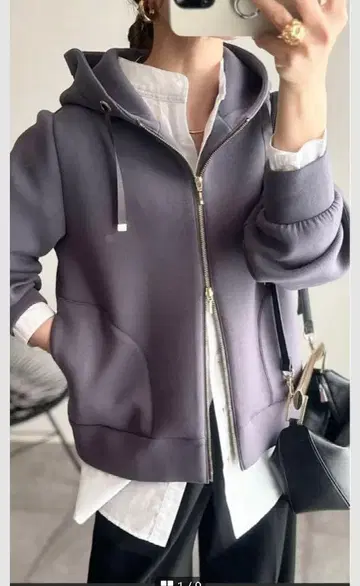 Emma Taylor 종이상자 집업 후드티 차콜 그레이