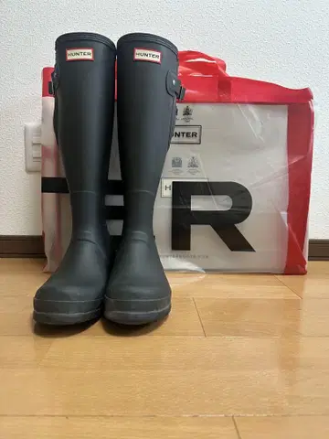 HUNTER 블랙 레인부츠 버클 포함